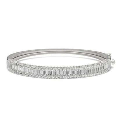 Baguette and Round Diamond Bangle Bracelet Essentials