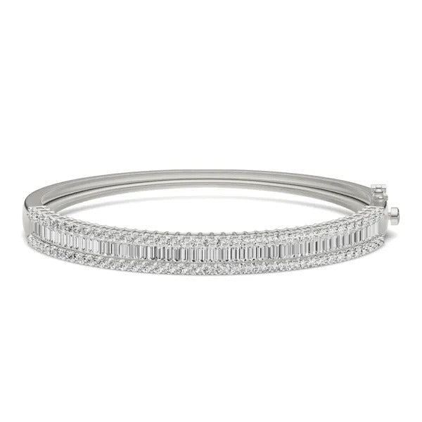 Baguette and Round Diamond Bangle Bracelet Essentials