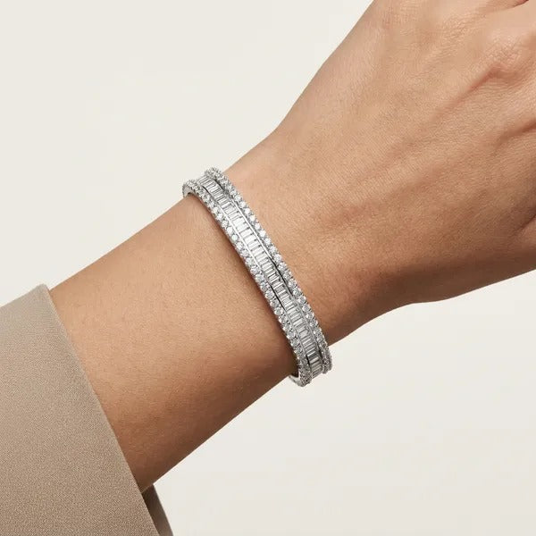 Baguette and Round Diamond Bangle Bracelet Essentials